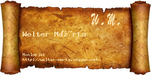 Welter Márta névjegykártya
